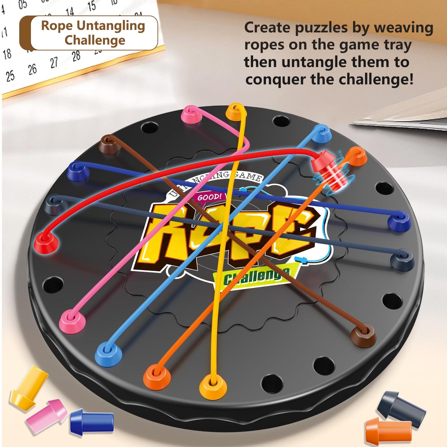 Lartoys Mini Rope Untangling Puzzle Game - Educational Board Game for Kids & Adults, Travel Size, Plastic, Multi-Level Challenges