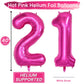Isndare 40 Inch Number Balloons 21, Hot Pink Helium Foil Number 21 Balloons, Large Number Balloon Age Balloon For Boys Girls Bir