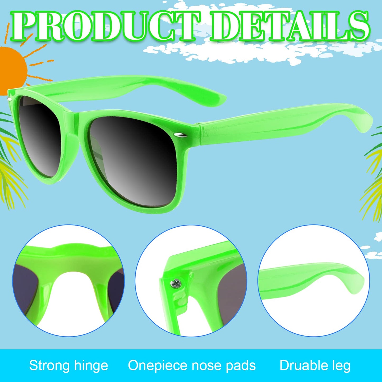 Morcheiong 12 Pack Party Sunglasses In Bulk For Birthday Summer Party Goody Bag Fillers Favors (Green)