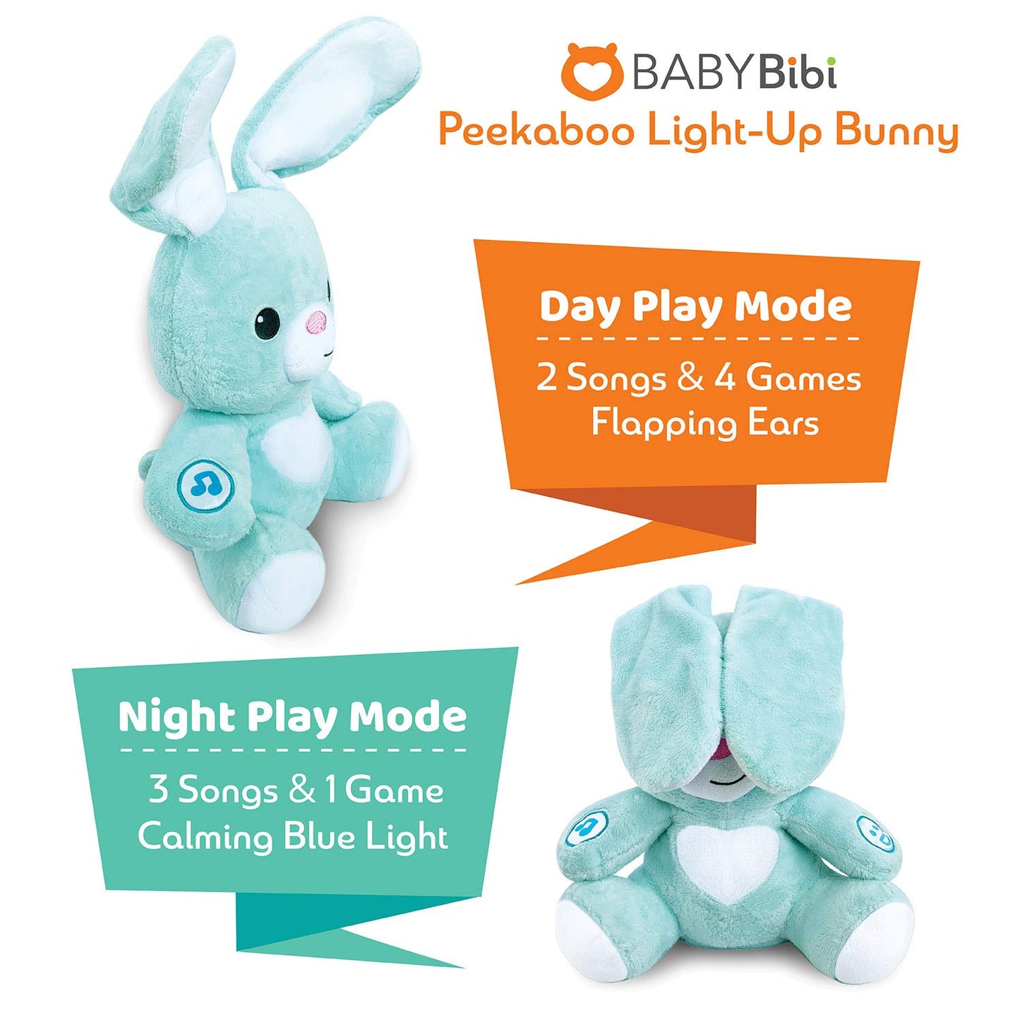 BabyBibi Bunny Stuffed Animal - Interactive Soft Plush Peekaboo Bunny, 16 Tall - Peek a Boo Toy for Ages 6 Months to 5 Year Old