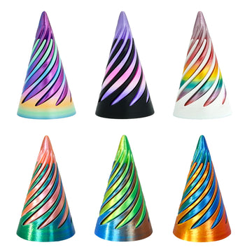 6PCS Impossible Cone 3D Printed Spiral Cone Fidget Toys Impossible Pyramid Passthrough Sculpture Stress Relieving Toys for mature-themeds and Kids Stocking Filler White Elephant Gifts (6 Colors)