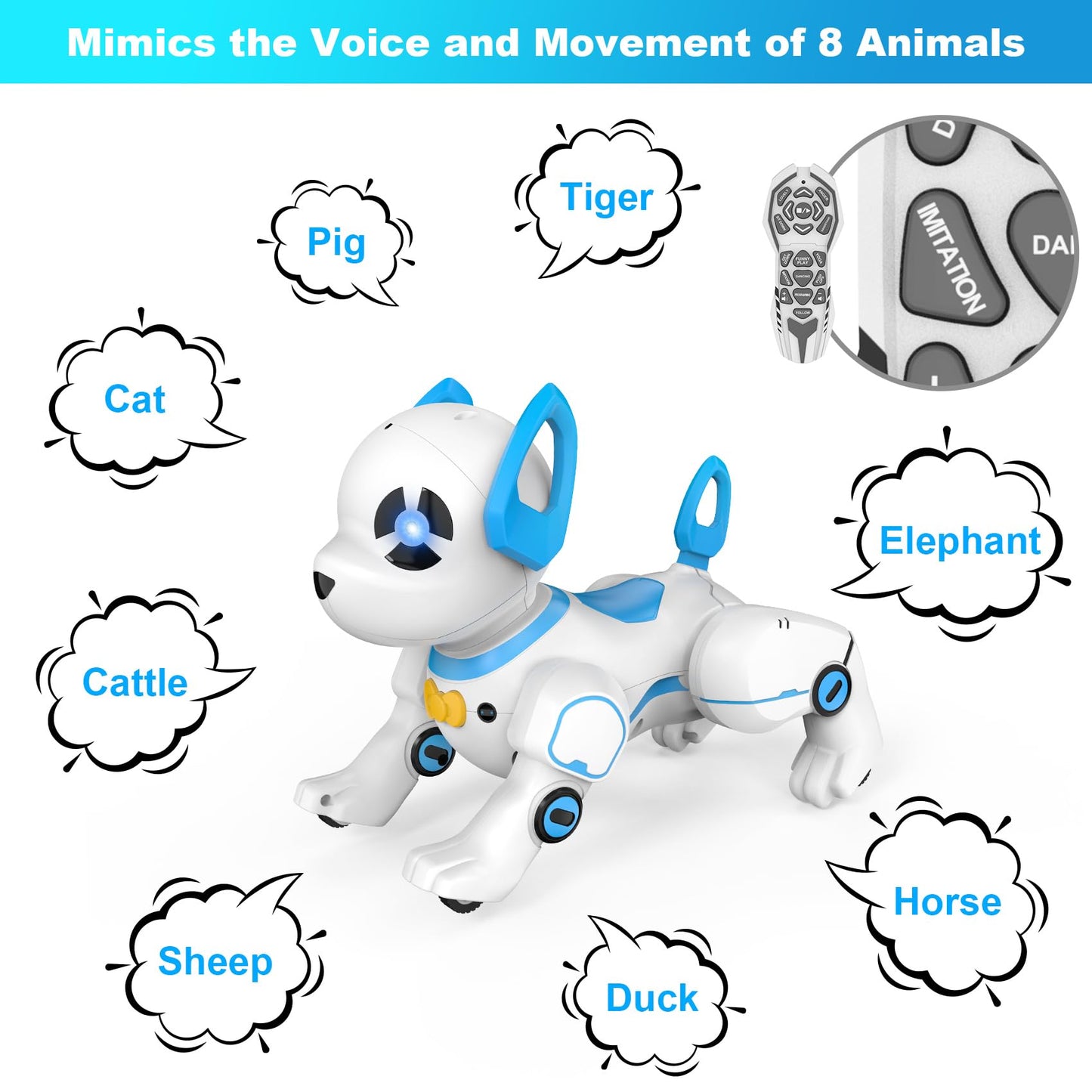 Supireo Remote Control Robot Dog Toy, Rc Dog Programmable Smart Interactive Robotic Pets, Rc Stunt Robot Toys Dog Imitates Animals Music Dancing Handstand Push-Up Follow Functions For Boys Girls Toy