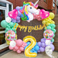 Flyloons Unicorn Theme 2Nd Birthday Decoration Kit For Kids For 2 Year With Unicorn Foil Pink Heart Pink Purple Yellow Mint Oran