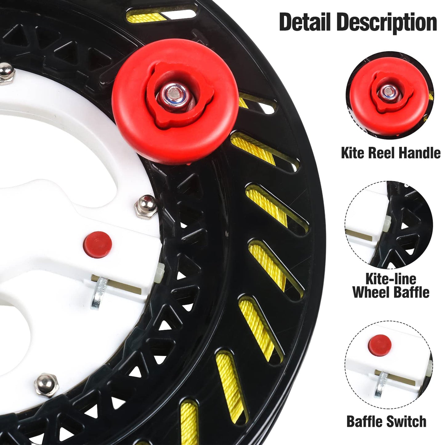 Kizh Kite Reel Winder  Kite Line Winder Winding Reel Grip Wheel Handle with 1312ft String and Lock Function Professional Outdoor Kite Accessories