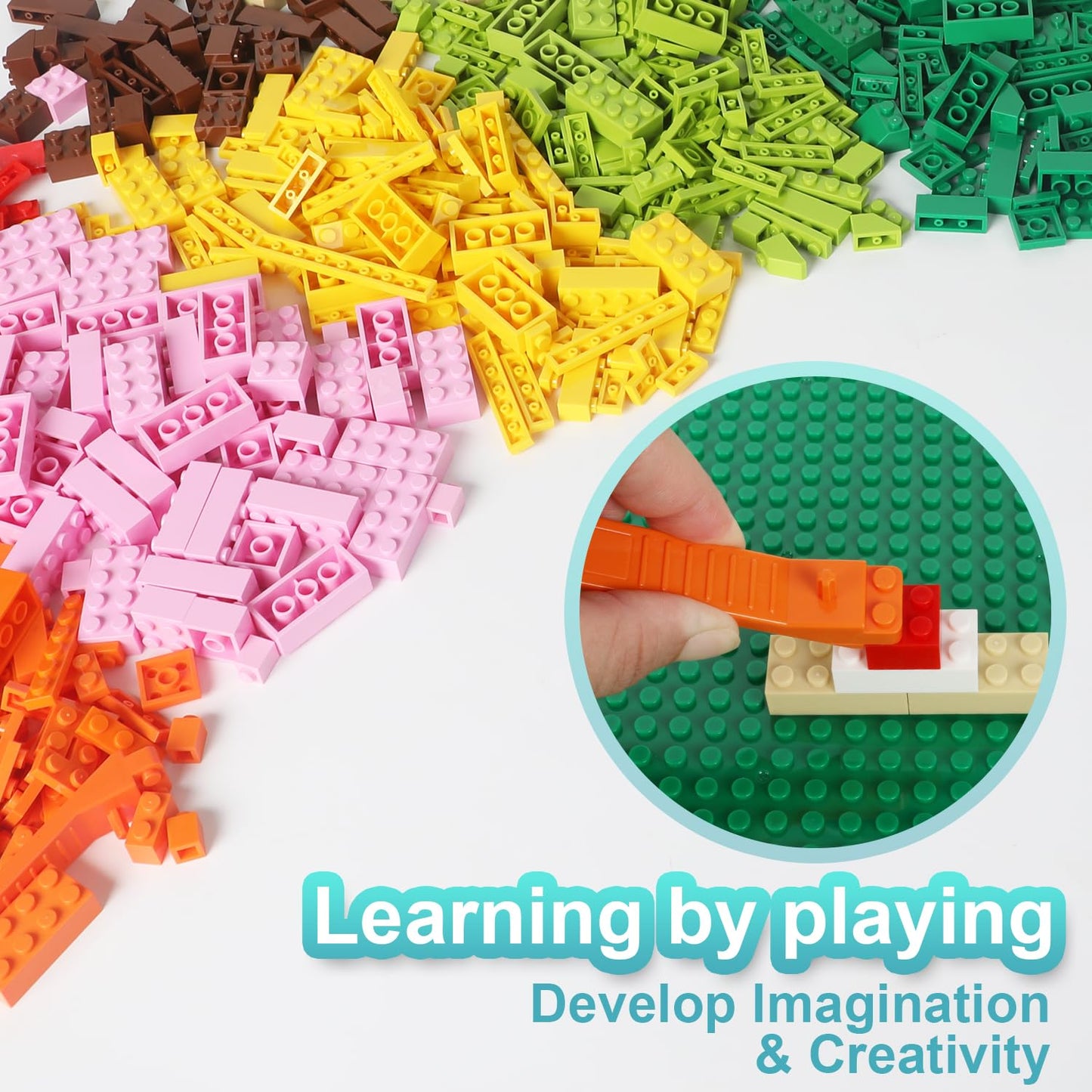 Ekuzi Building Bricks Compatible With Lego Classic - 300 Pieces Basic Bulk Building Blocks In Random Color - Mixed Shape