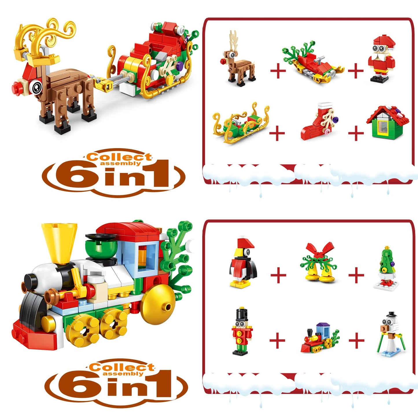 12 Packs Christmas Party Favors Building Blocks Set 6 in 1  Mini Christmas Toys Gift for Kids Ages 6-12  Classroom Prizes  Advent Calendar Fillers  Stocking Stuffers  Gifts for Boys and Girls