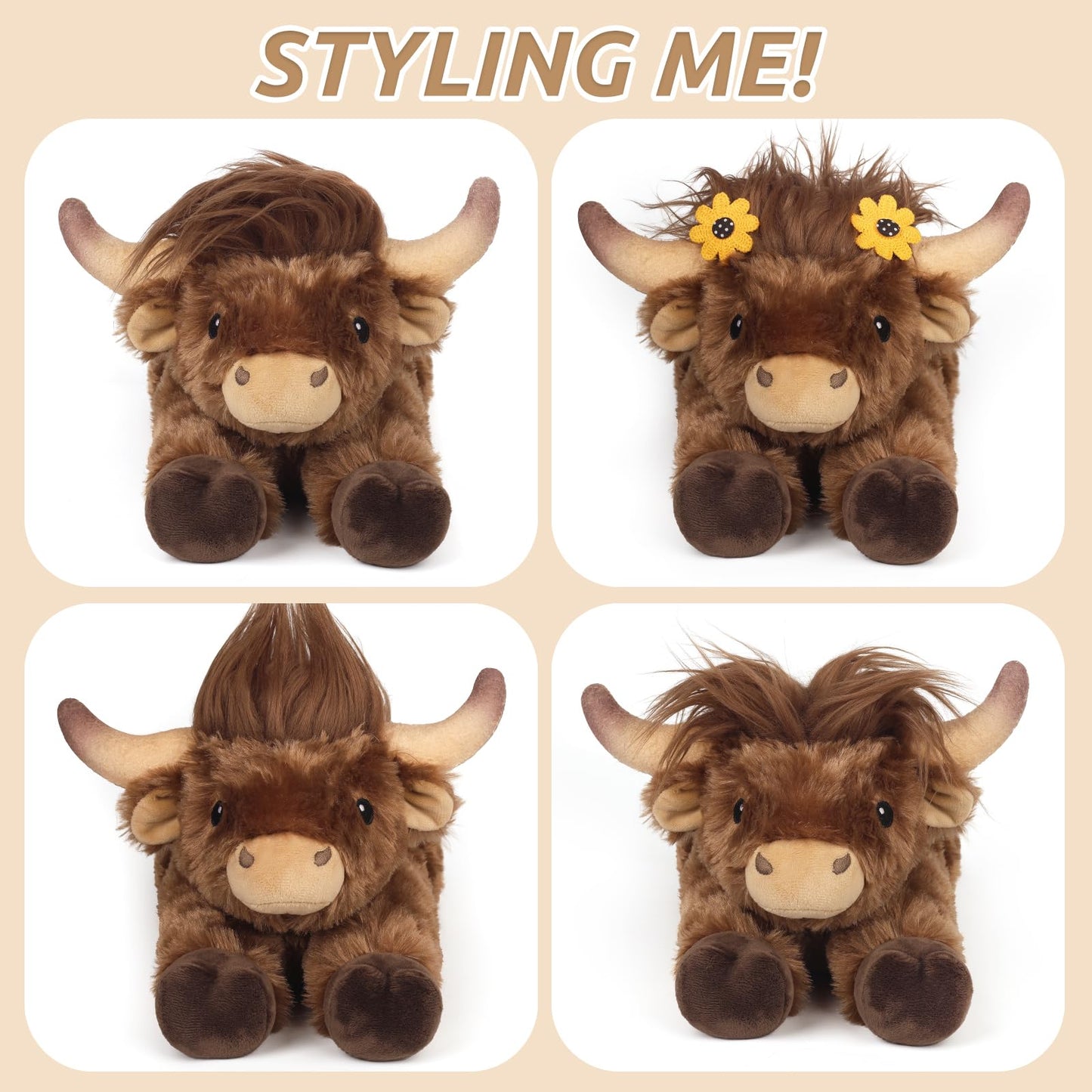 Cuckool Bull Stuffed Animals  Microwavable Stuffed Animals Adorable Fluffy Bull Plush for Warmth & Comfort  Heatable Coolable Lavender Scent Toys  Cute Soft Plushies Gift for Kids Boys Girls & mature-themeds