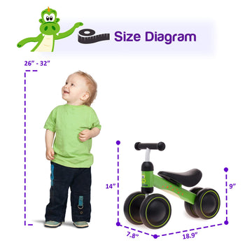 The Original Croco Ultra Lightweight And Sturdy Balance Bike.3 Models For 2, 3, 4 And 5 Year Old Kids. Unbeatable Features. Toddler Training Bike, No Pedal (Dino Green, Baby 8 Inch)