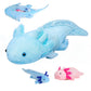 Simulation Blue Axolotl Plush Toy, Cute And Soft Zippered Blue Axolotl Set Stuffed Animal Plush Toys For Kids Boys And Girls Gif