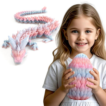 3D Printed Dragon,Dragon Eggs with Dragon Inside,Surprise Dragon Egg Toy,19'' Full Articulated Crystal 3D Dragon(Giant Dragon Eg