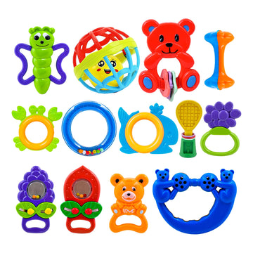 Wishkey Plastic Colorful Non Toxic Bpa Free Shake & Grab Rattles And Soothing Teethers For Babies & Infants, Early Age Toys For 
