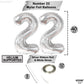 Giant, 40 Inch Silver 22 Balloon Number - 22Nd Birthday Balloons | Mylar 22 Silver Balloons For 22Nd Birthday Decorations | Silver 22 Balloons, Happy 22 Birthday Decorations | 22 Birthday Balloons