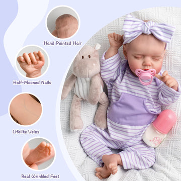 Jirachi Realistic Newborn Baby Dolls Girl 18-Inch, Reborn Baby Dolls Full Body Soft Vinyl Lifelike Preemie Baby Dolls With Feeding Kit, Birthday Gift For Kids Age 3+