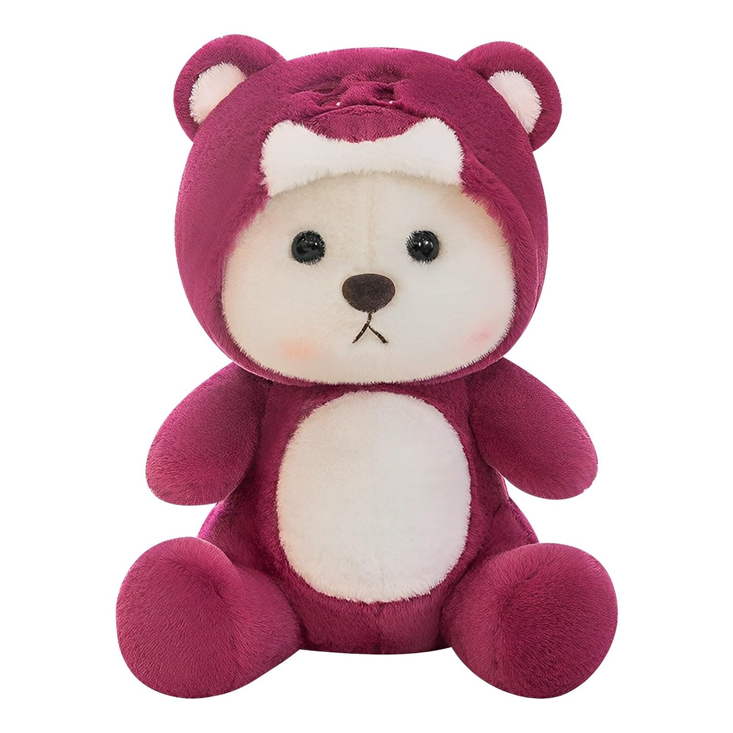 Bilibang Cartoon Plush Teddy Bear Toy, 11" Cotton, Pink Strawberry Bear, Removable Stitchhat