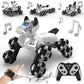 Ruxrcni Robot Dog Toy, 2.4 GHz Remote & Gesture Control, RC Stunt Cars with Music Light Eyes 2 Rechargeable Batteries, Toy for K