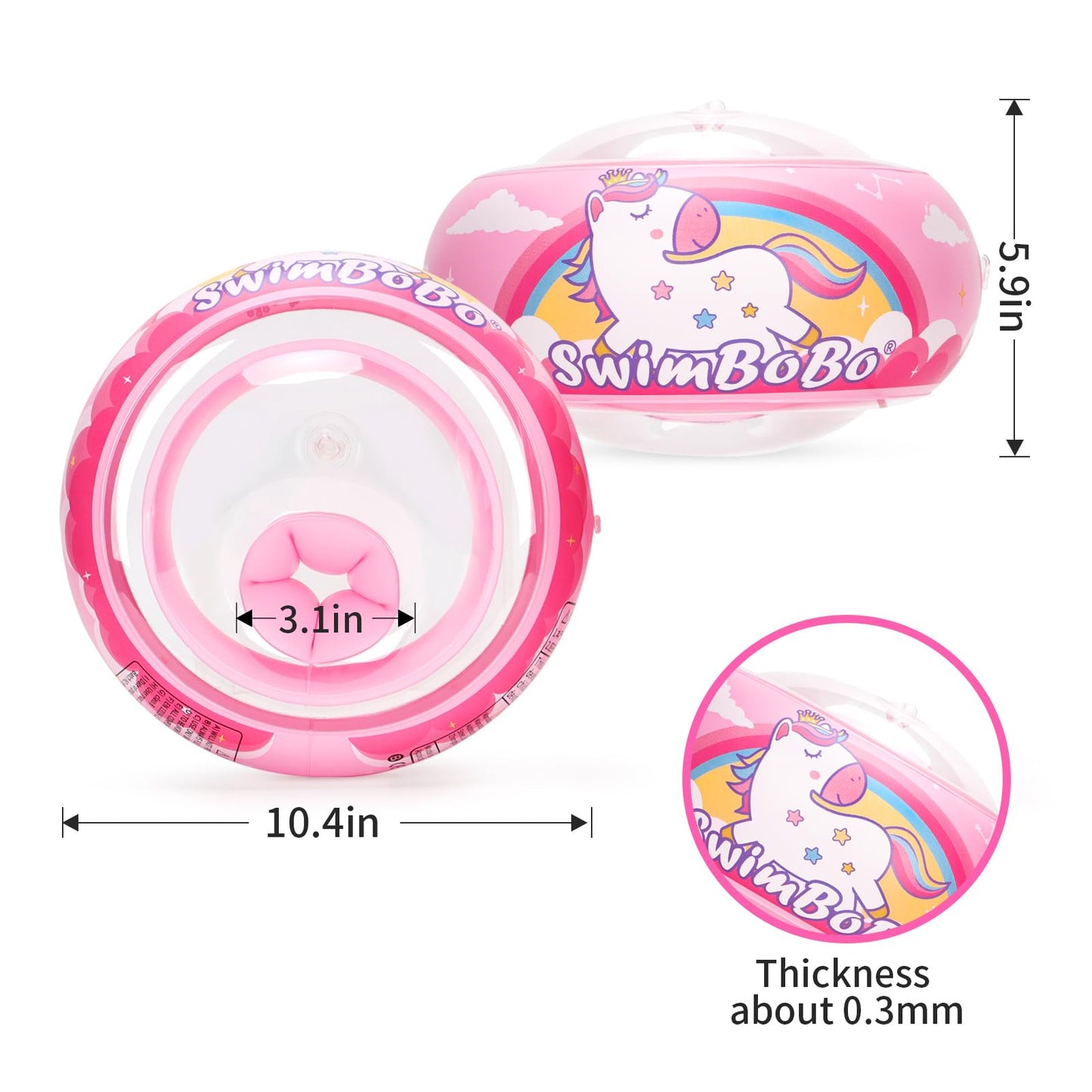 Swimbobo Soft Swimmies Toddler Floaties  Learn-to-Swim Inflatable Pool Floats & Arm Floaties  Swimming Pool Accessories for Kids Aged 3-6 (Pink)