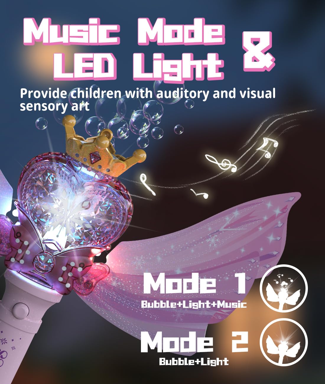 Bubble Wand For Kids Girls - Automatic Bubble Machine With Led Light Music, Include 2 Bubble Solutions, Outdoor Party Easter Bir