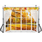 Autumn Window Photography Backdrop 8x6FT White Curtains Fall Forest Scene Background Autumn Thanksgiving Party Decorations Suppl