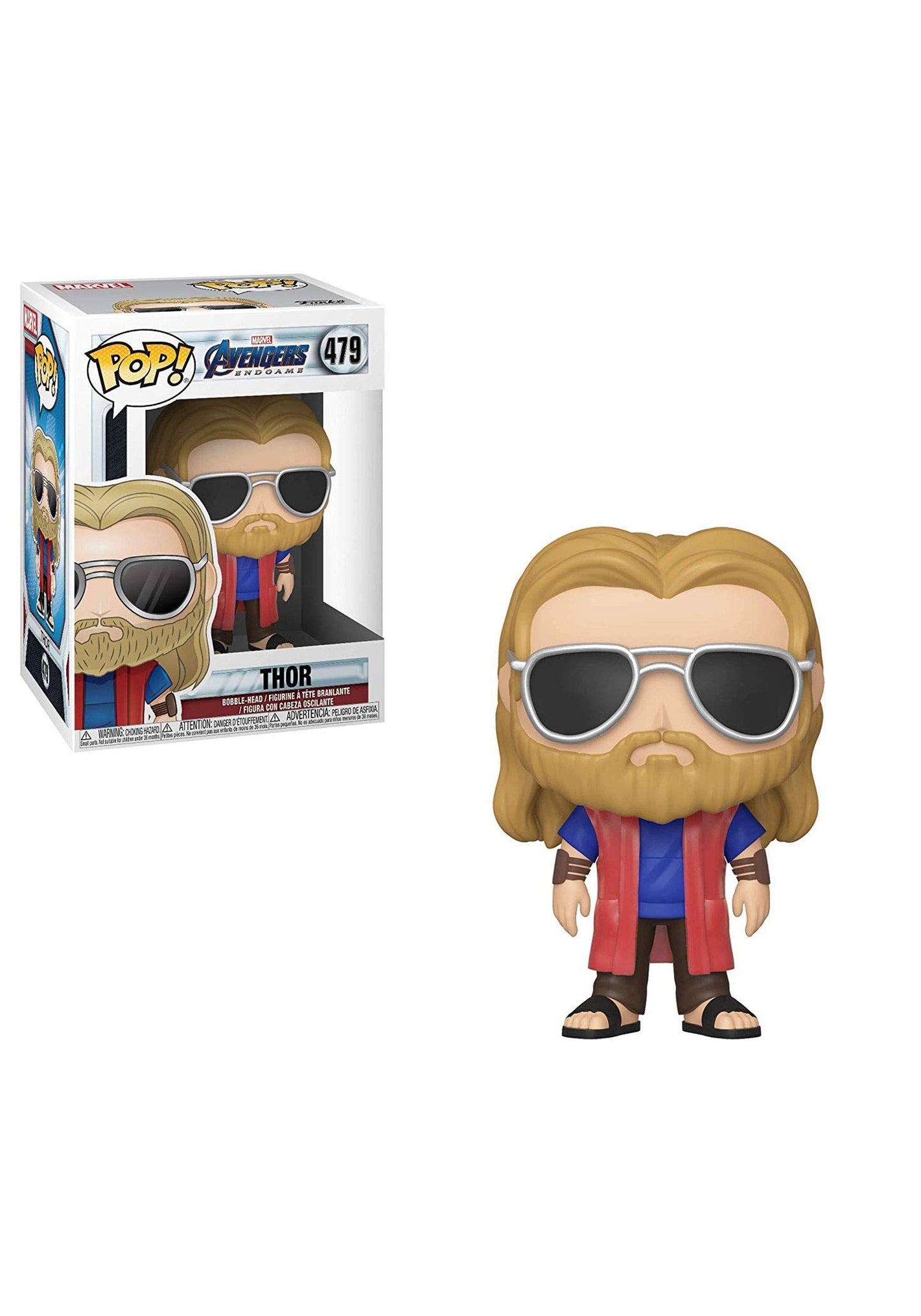 Funko Pop! Marvel Avengers Endgame Casual Thor Figure - Standard Size, Multicolor, Vinyl, Model 39742