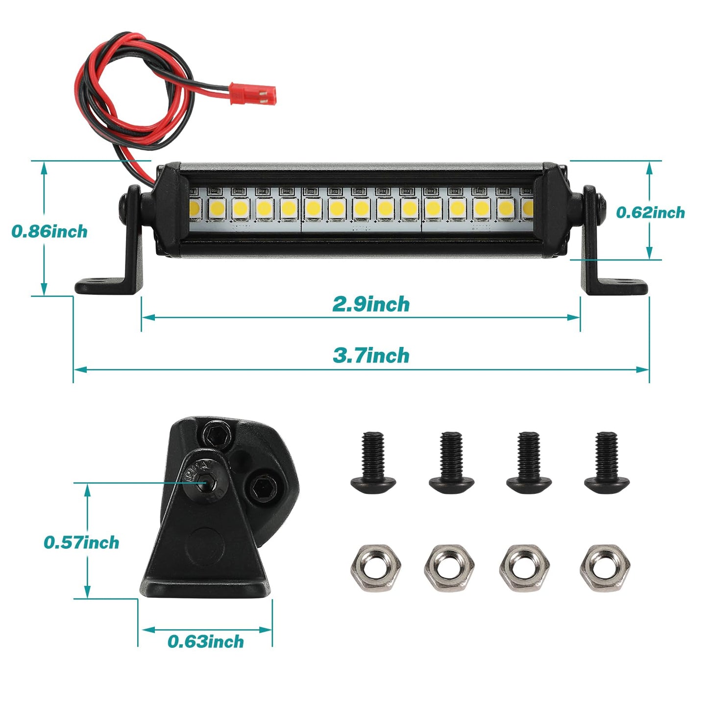 Rc Light Bar 15 Led 2.95 Inch Aluminum Rc Lights Rc Crawler Accessories For Axial Scx10 Traxxas Trx4 Trx4M Arrma Senton Redcat G