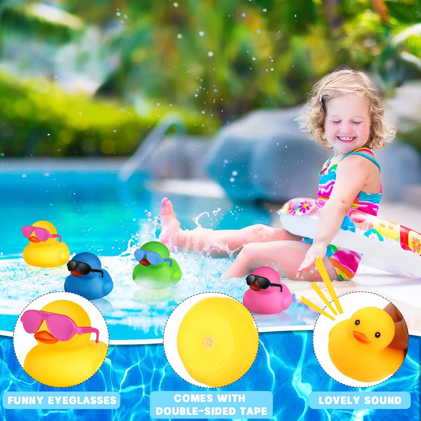 Chivao 12 Pcs Rubber Ducks With 12 Sunglasses/ Hats/ Headwear/ Scarf Small Cruise Ducks In Bulk Mini Rubber Duckies Bathtub Toys