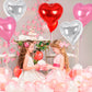 12 Pcs Red Pink And Silver Heart Balloons,18 Inch Heart Foil Balloons Love Balloons Valentine Balloons For Birthday Party Weddin
