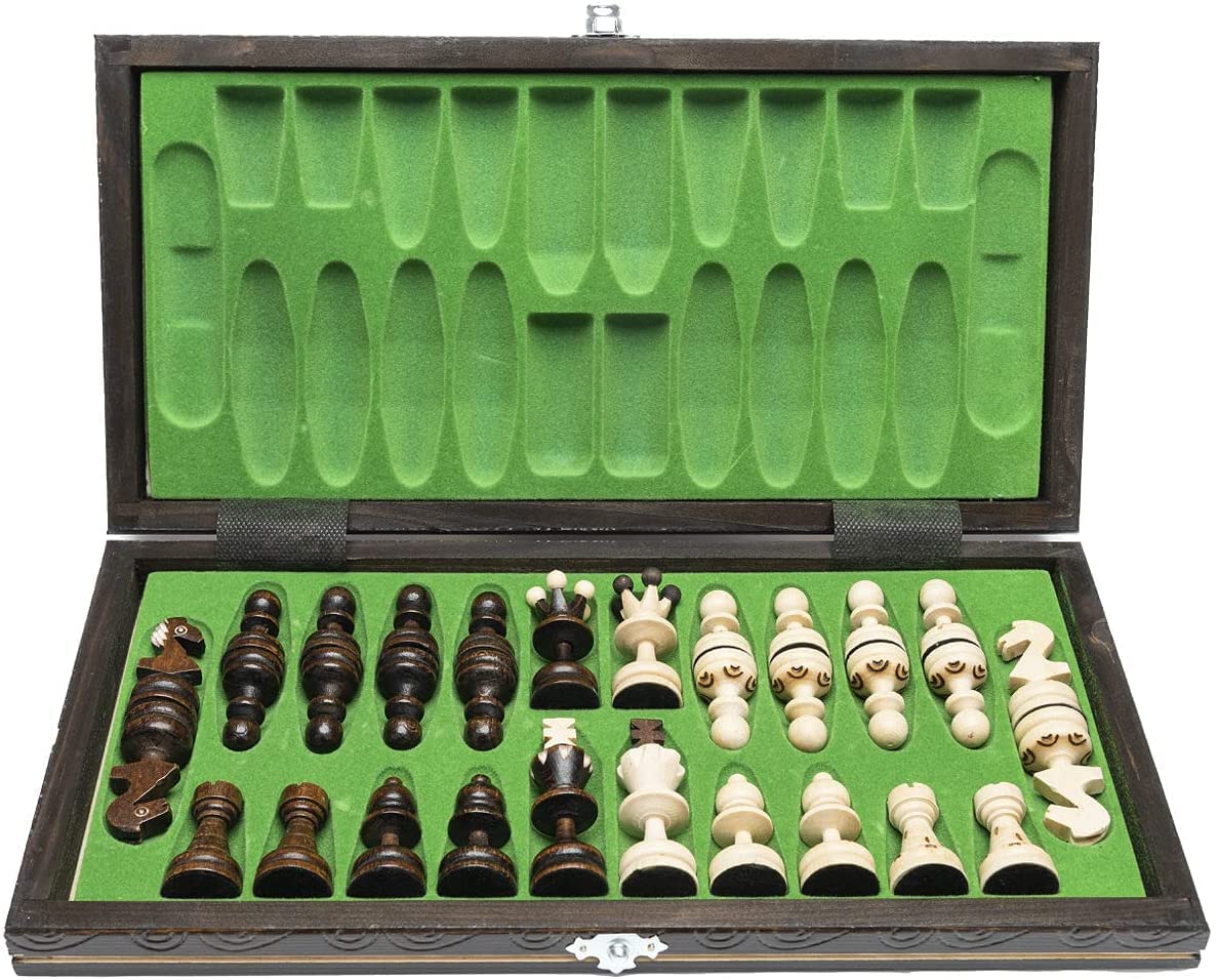 Beautiful Handcrafted Wooden Chess Set With Wooden Board And Handcrafted Chess Pieces - Gift Idea Products (13.75' (35 Cm) Burnt)