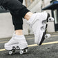 Wedsf Double-Row Deform Wheel Skates, 2-in-1 Roller Shoes, US 7, White High, Model 110-042-387, Ethylene Vinyl Acetate