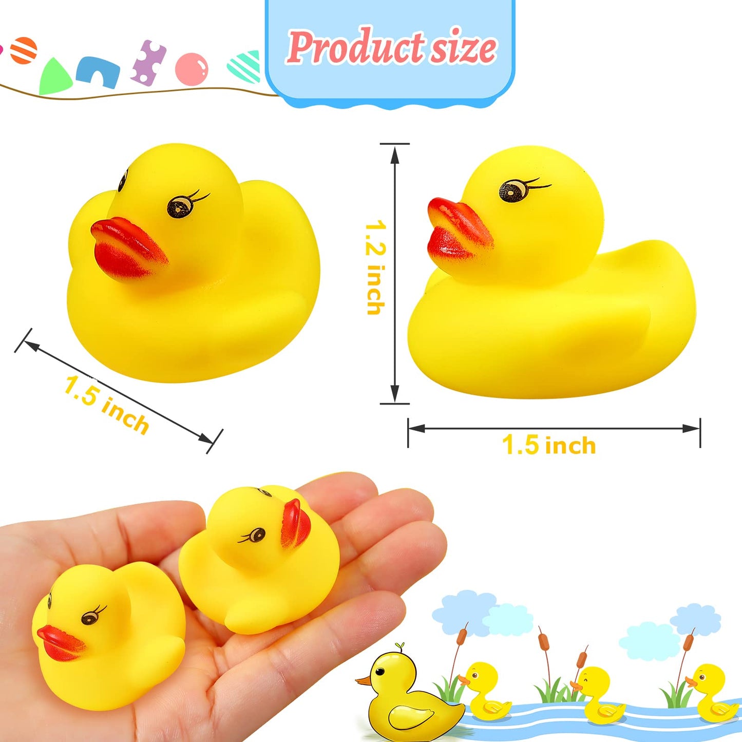 LOUHUA Rubber Duck Bath Toys 50PCS, Mini Size, Yellow Rubber, Ideal for Kids' Activities, Baby Showers, Birthday Parties, Pool Fun
