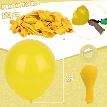Lovestown 110Pcs Latex Balloons 12Inch, Helium Balloons Party Balloons Arch With Ribbon For Birthday Baby Shower Wedding Party Decorations Yellow
