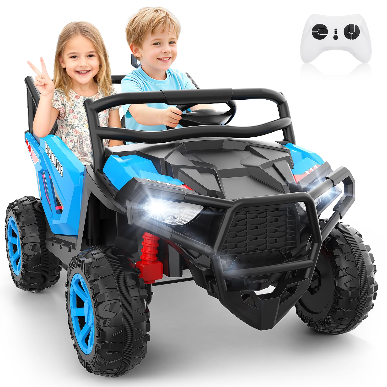 Hikole 2 Seater 24V Ride on Car Toys, UTV for Kids, Power Wheels with Remote Control, Multi-Function Electric Vehicle, Gift for 