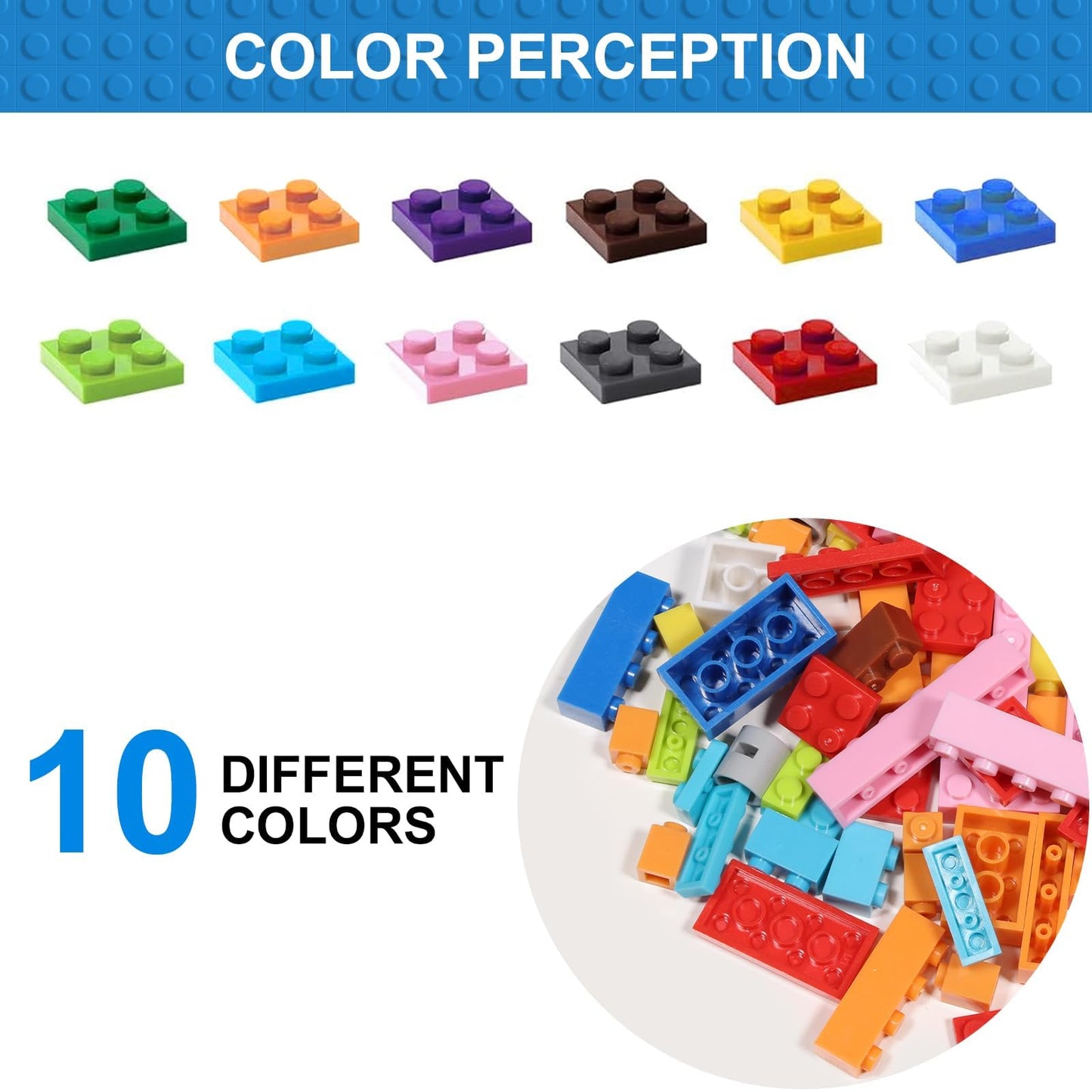 Anksono 1500 Pieces Building Bricks Classic Bulk Building Bricks Set Creative Building Toy Compatible with All Major Brands - 16 Shapes / 10 Colors