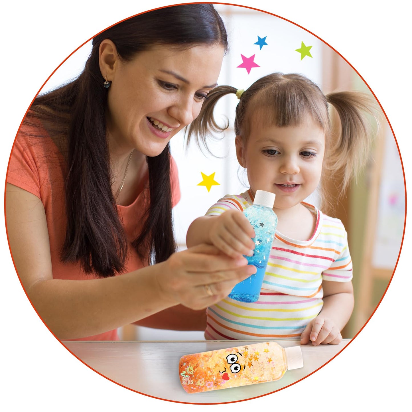 Vmnlooking Sensory Bottles Kits Supplies Sensory Toys For Toddlers1-3, Calm Down Corner Supplies With Glitter,2 Fun Containers A