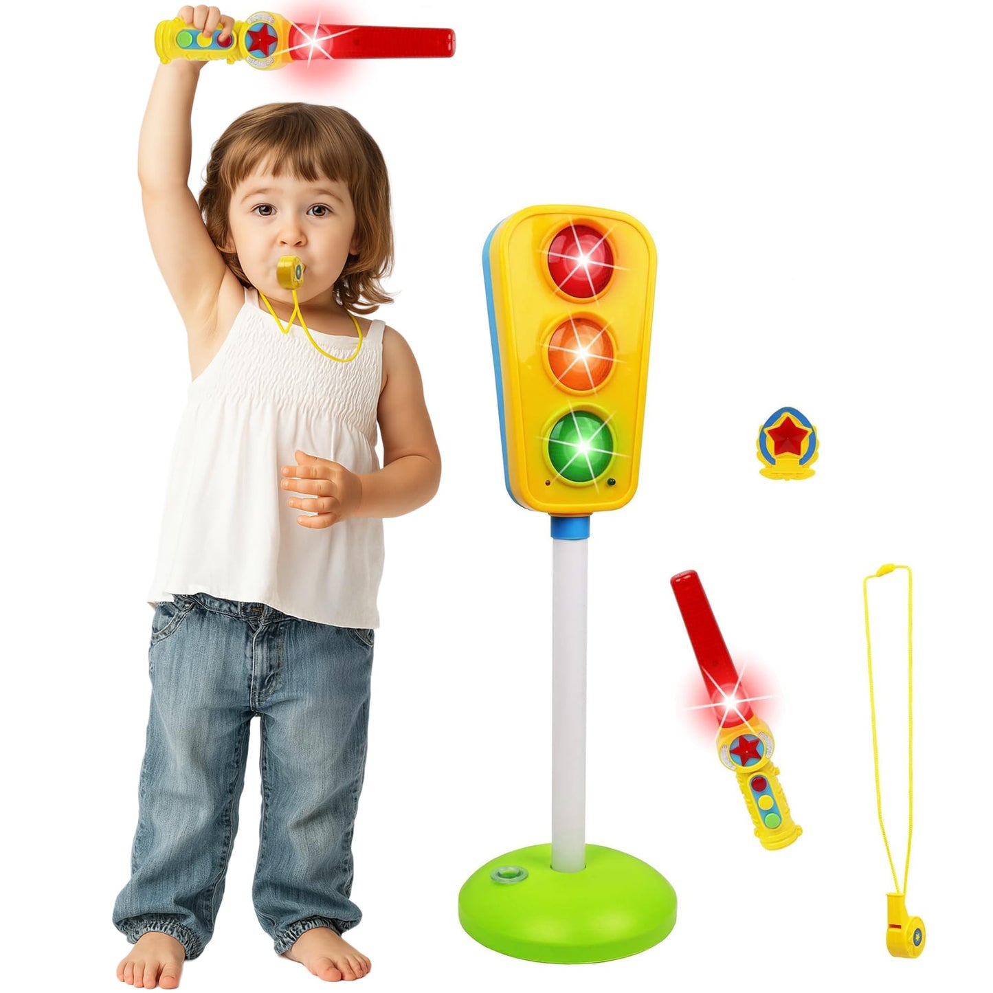 Kiddie Play Traffic Light Toy for Kids Cars and Bikes with Lights and Sounds