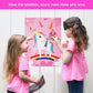 Pin The Horn On The Unicorn Game -Unicorn Party Game For Girls With 21'' X 28'' Poster, Reusable Horn Stickers Party Supplies Fo