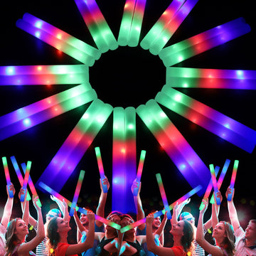 Wellent 68 Pcs Led Foam Glow Sticks, Bulk Glow Sticks, Glow In The Dark Party Supplies With 3 Modes Colorful Flashing, Neon Part