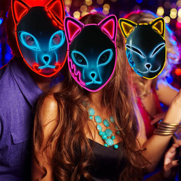 Ginkago 3PCS Cosplay Mask Anime Light Up Halloween Mask Photography Props Toy for Carnival Masquerade Party Costumes Decor (Batt