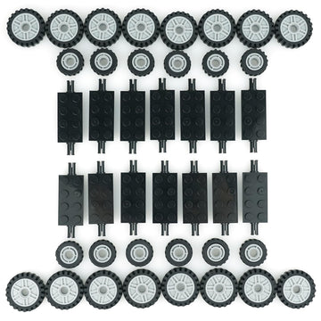 City Car Wheels Tires Axles Kits Set, 70Pcs Vehicle Truck Parts Classic Pieces Accessories, Bulk Bricks Sets Construction Toys