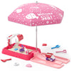 Wee Wonders Sandbox With Lid & Adjustable Umbrella, Dirt Digger Excavator Sand Box With Cover Incl Construction Toys & Play Sand