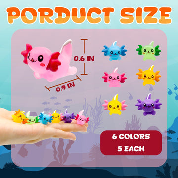 X Hot Popcorn 120Pcs Mini Axolotl Colorful Mini Resin Axolotl Figurines Mini Animal Figures Cute Axolotl Cake Topper Axolotl Orn