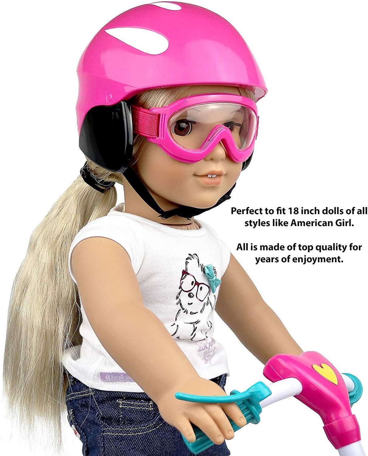 Click N' Play Doll Scooter & Helmet Set, Perfect For 18' Dolls