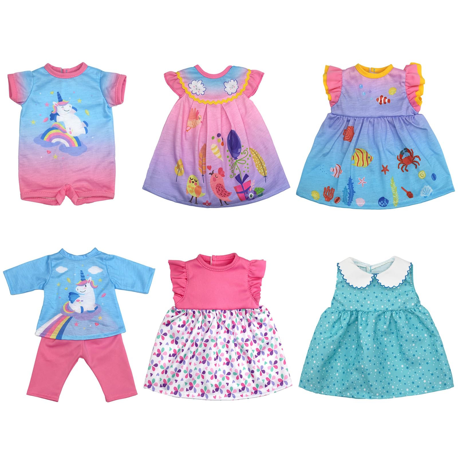 6 Pack Doll Clothes For 13-16 Inch Baby Dolls, Dress For 13-16 Inches Dolls, Compatible With Toy Jc, Toy Manhattan, Toy Doug Melissa
