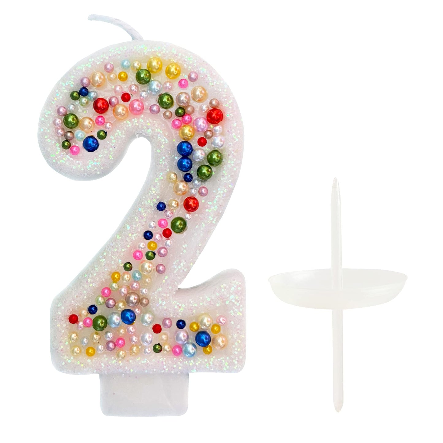 Birthday Candles, Pearl Sequin Number Candle Party Supplies (number-2)