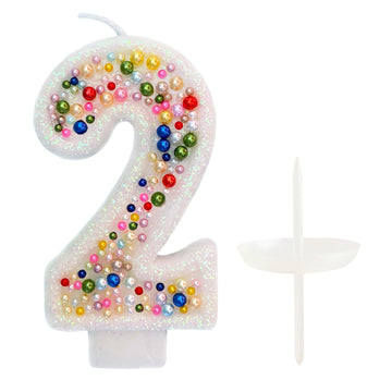 Birthday Candles, Pearl Sequin Number Candle Party Supplies (number-2)