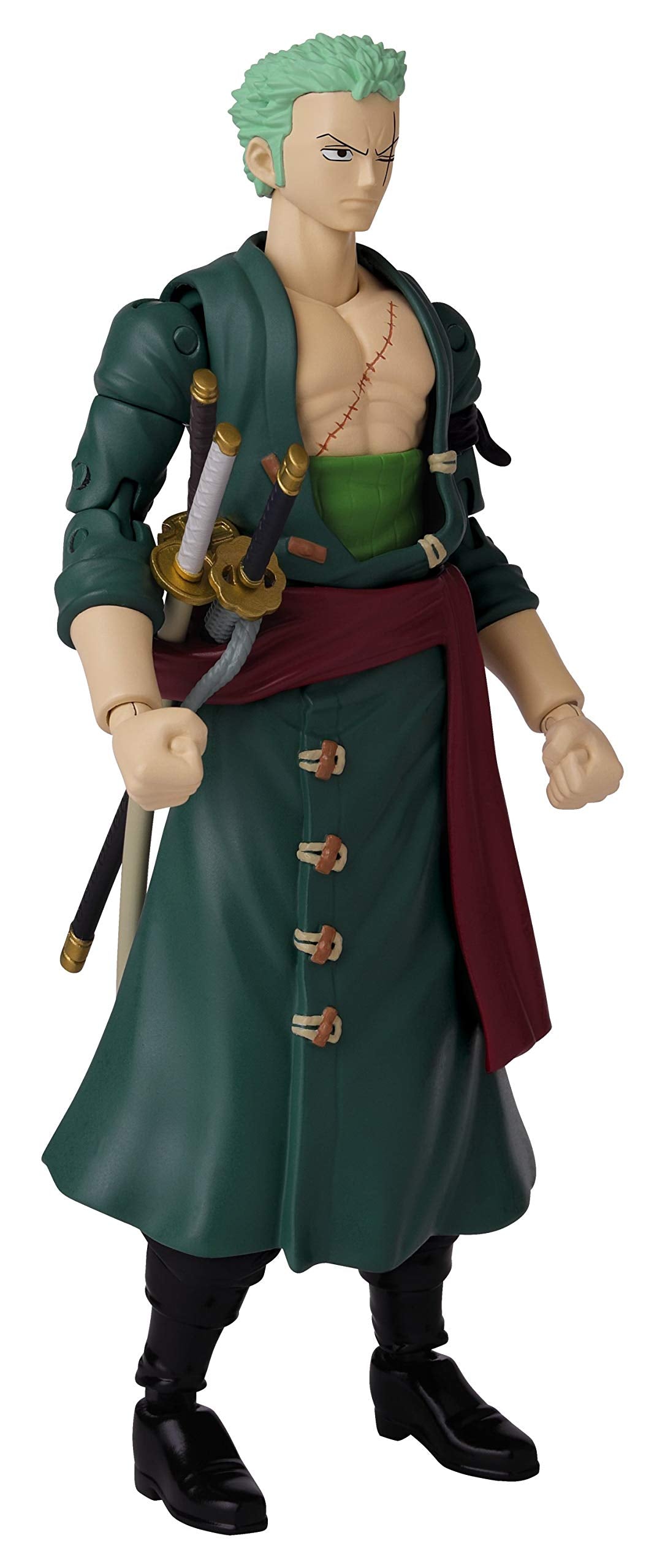 Bandai America Anime Heroes One Piece Roronoa Zoro Action Figure - Plastic, Zoro Color, Model 36932
