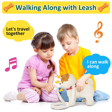 Marsjoy Musical Walking & Dancing Dog Toy With Leash - Interactive Plush Stuffed Animal For Boys & Girls