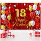 18Th Birthday Backdrop Banner Decorations Red And Gold For Boys Girls Happy 18 Years Old Bday Background Photography Party Decor Sign Supplies
