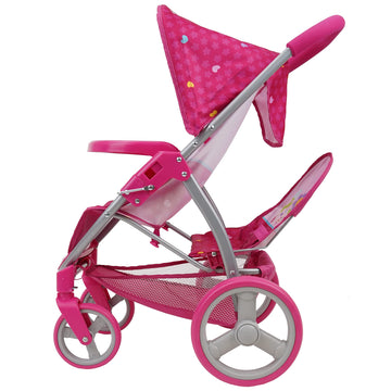 509 Crew 509: Garden Twin Doll Stroller - Kids Pretend Play, Front Swivel Wheels, Perfect Stroller For Twin Or Siblings Dolls, Ages 3+