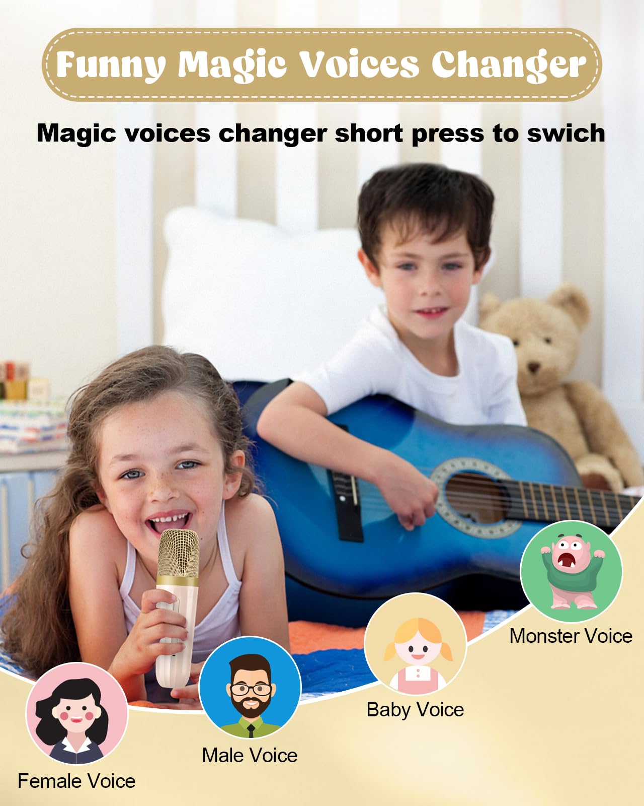 Texpot Mini Karaoke Machine With 2 Wireless Microphones, Kids Toys Portable Bluetooth Speaker For Kids Adults Toddler, Christmas