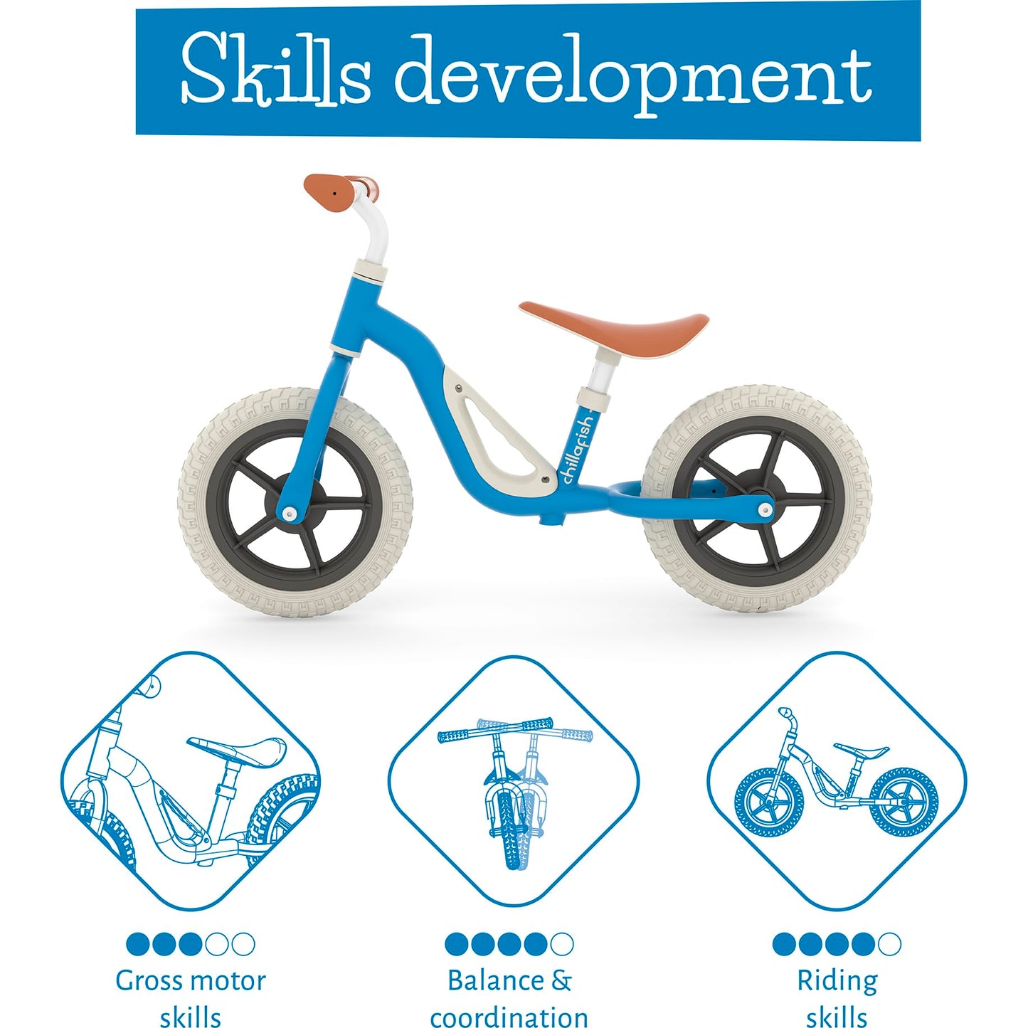 Chillafish Charlie Toddler Balance Bike, Lightweight 10-Inch Bike For Boys & Girls 2 To 4 Years Old, Adjustable Seat, Carry Handle & No-Puncture Tires, Navy